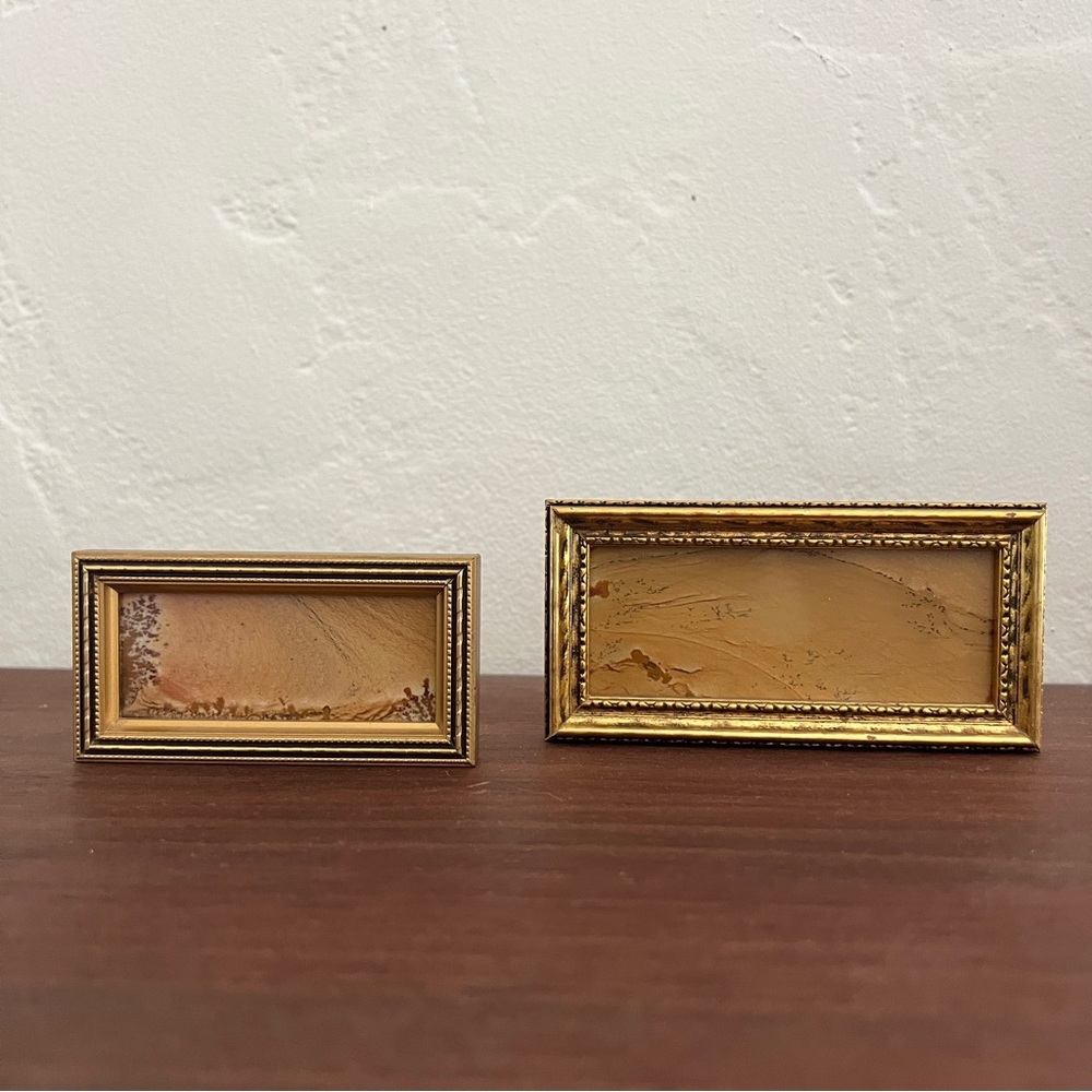 Vintage Gilded Framed Picture Jasper Stone Landscape Art Rock Marfa Texas curio - Picture 13 of 14